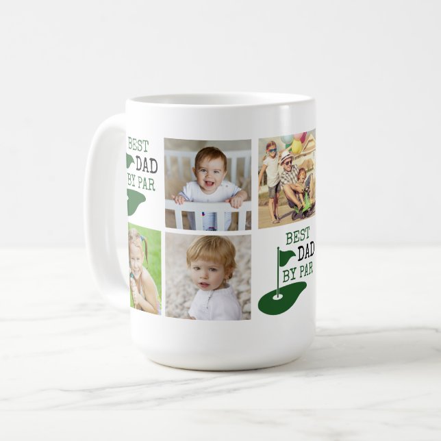 BESTER VATER NACH PAR 7 Fotocollage Golf Kaffeetasse (Vorderseite Links)