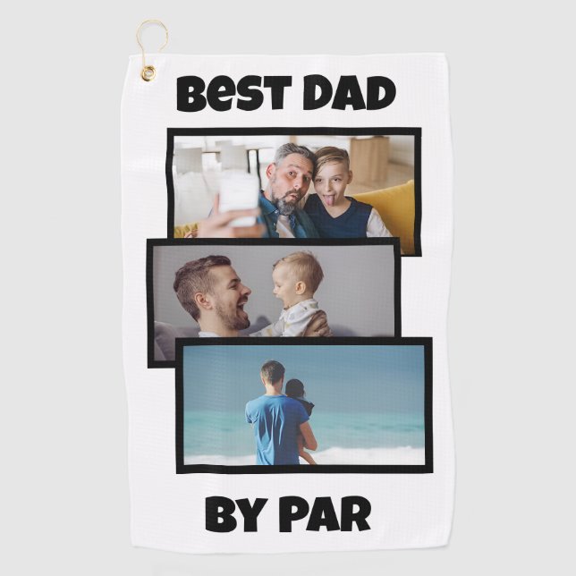 Bester Vater nach Par Collage von benutzerdefinier Golfhandtuch (Vorderseite)