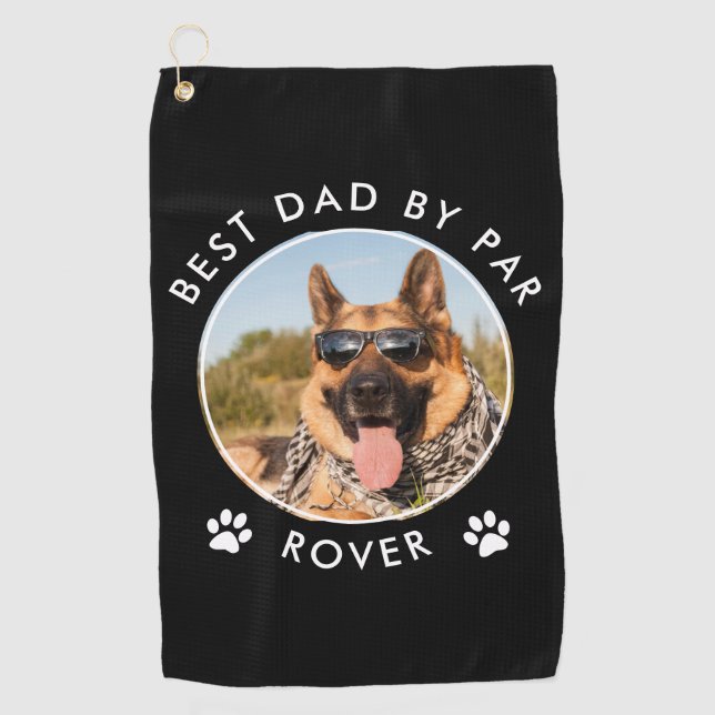 Bester Vater nach Par Custom Dog Foto Golfhandtuch (Vorderseite)