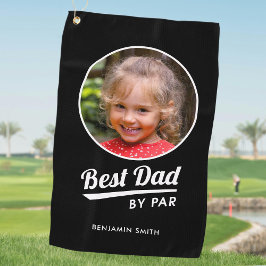 Bester Vater nach Par Custom Kid's Foto Name Black Golfhandtuch