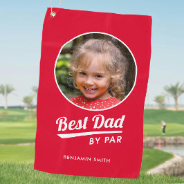Bester Vater nach Par Custom Kid's Foto Name Red Golfhandtuch