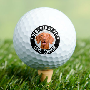 Bester Vater nach Par Custom Pet Hund Foto Schwarz Golfball