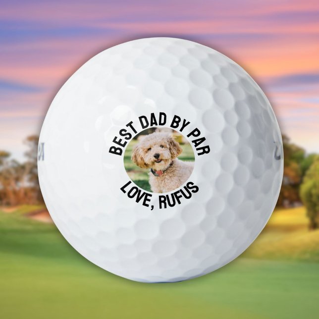 Bester Vater nach Par Dog Foto Golfball (Best Dad By Par Dog Photo Golf Balls)