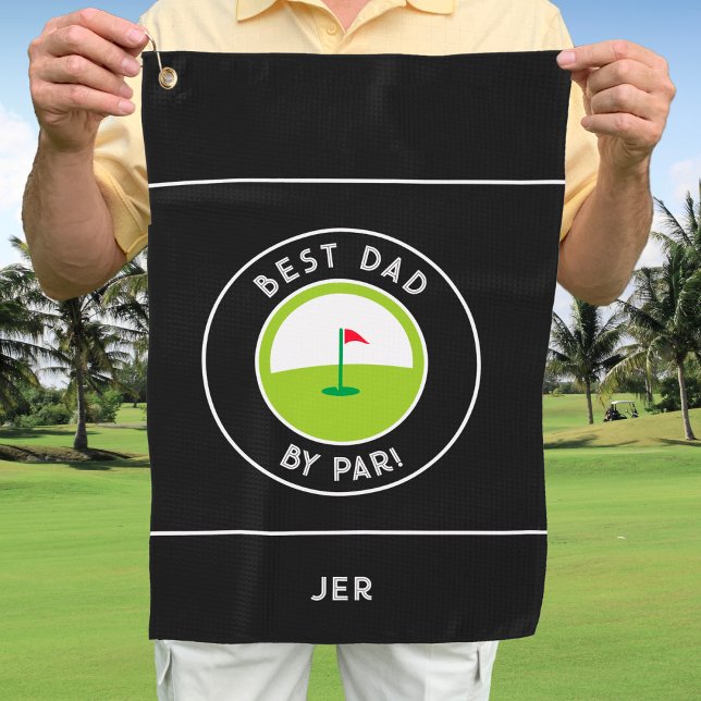 Bester Vater nach Par ever Spaß Modern Golfer Schw Golfhandtuch (Best Dad By Par Ever Fun Modern Golfer Black White Golf Towel)