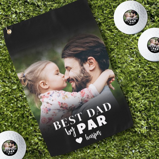 Bester Vater nach Par Foto Golfhandtuch (Best Dad By Par Photo Golf Towel)