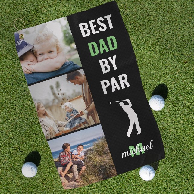 Bester Vater nach Par Foto Monogram Vathday Gesche Golfhandtuch (Von Creator hochgeladen)