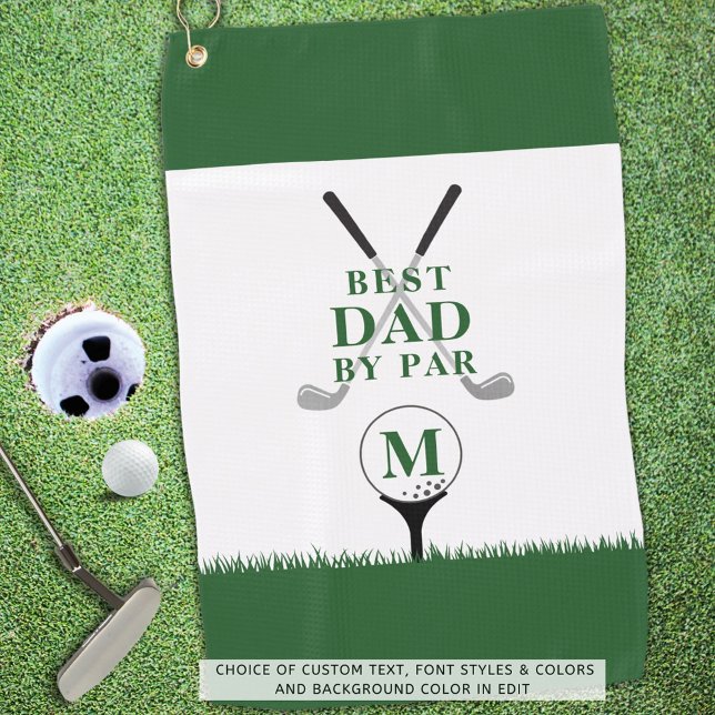 BESTER VATER NACH PAR Foto Monogramm Grün Golfhandtuch (Von Creator hochgeladen)