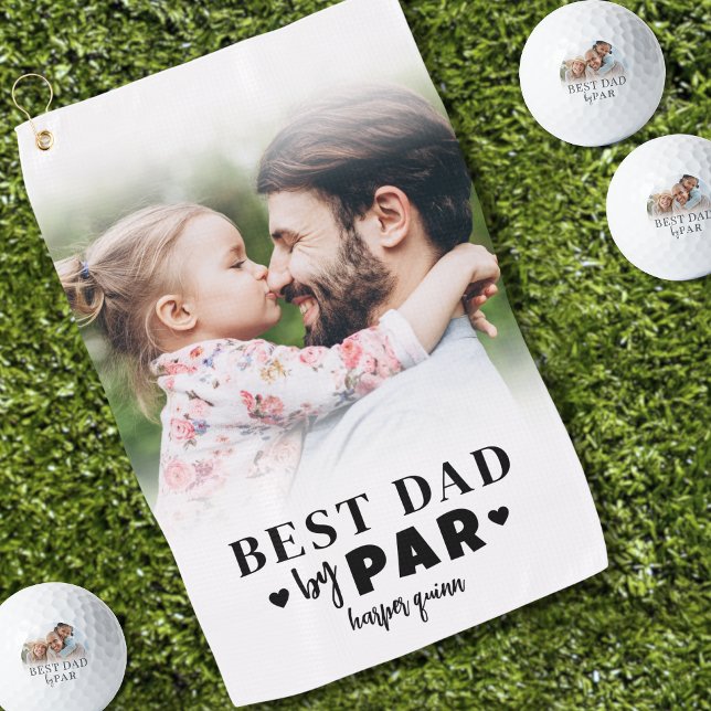 Bester Vater nach Par Foto Vatertag Golfhandtuch (Best Dad By Par Photo Fathers Day Golf Towel)