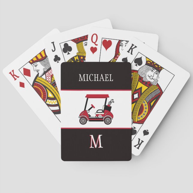 Bester Vater nach Par Golf Cart Monogram Name Spielkarten (Rückseite)