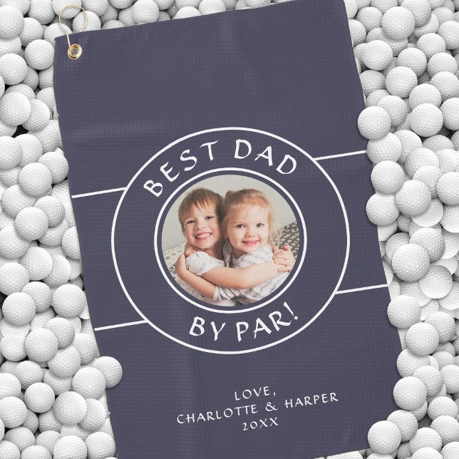 Bester Vater nach Par Golfer Foto Spaß Geschenk Bl Golfhandtuch (Best Dad By Par Golfer Photo Fun Gift Blue Custom Golf Towel)