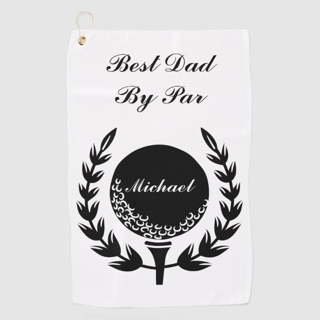 Bester Vater nach Par Individuelle Name Classic Golfhandtuch (Vorderseite)