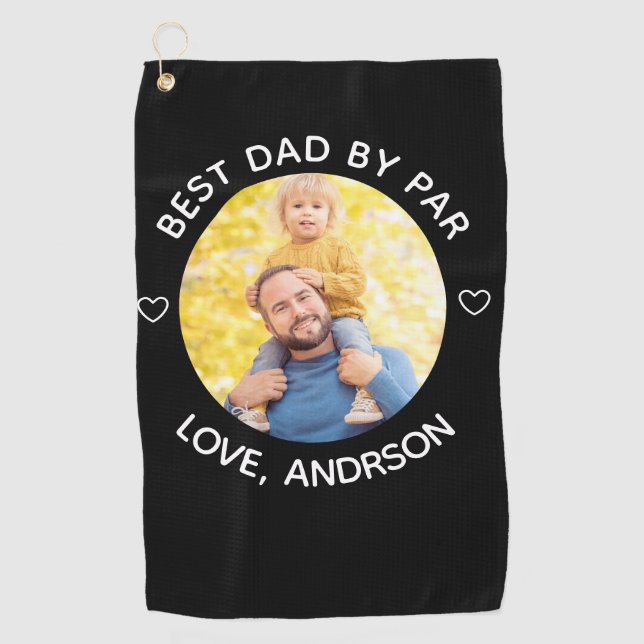 Bester Vater nach Par Individuelle Name Foto Vater Golfhandtuch (Vorderseite)