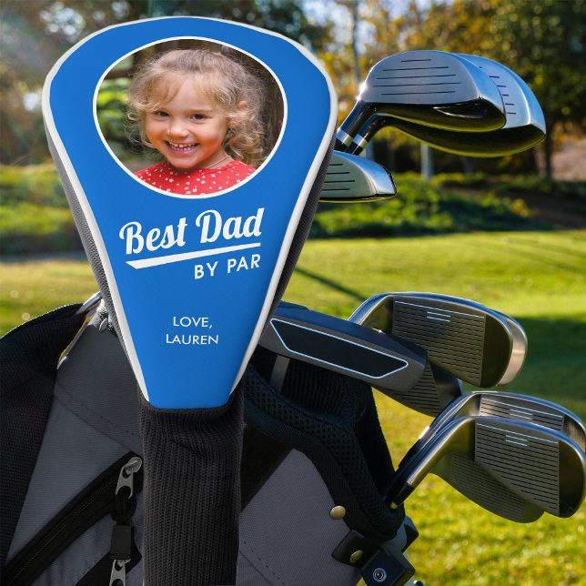 Bester Vater nach Par Kid's Foto Name Blau Golf Headcover (Von Creator hochgeladen)