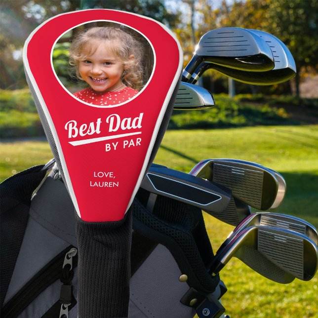 Bester Vater nach Par Kid's Foto Name Red Golf Headcover (Von Creator hochgeladen)