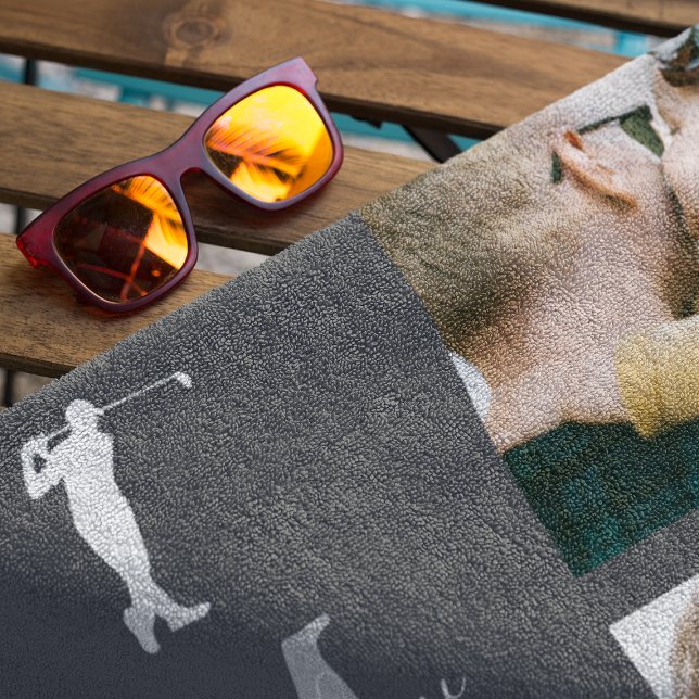 Bester Vater nach Par | PERSONALISIERT 3 FOTO Golfhandtuch (Von Creator hochgeladen)