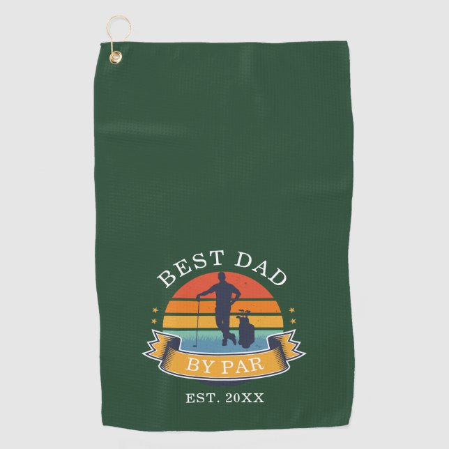 Bester Vater nach Par Personalisiert Retro Vaterta Golfhandtuch (Vorderseite)