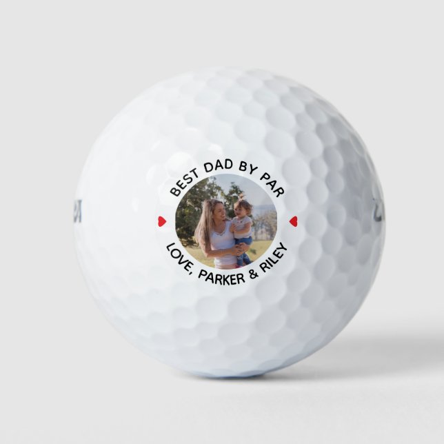 Bester Vater nach Par Vatertag Personalisiertes Fo Golfball (Vorderseite)