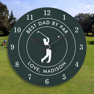 Bester Vater nach Par-Vorgabe Personalisierter Gol Große Wanduhr