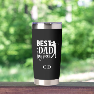 Bester Vater nach Pole-Golf-Monogramm Schwarz-weiß Thermobecher