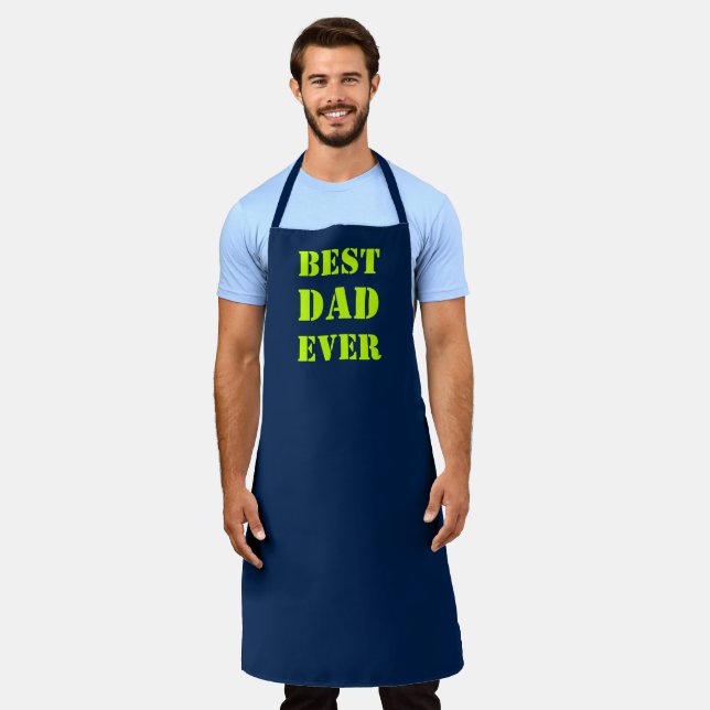 Bester Vater Neon Green Marine Blau Moderner Grill Schürze (Getragen)