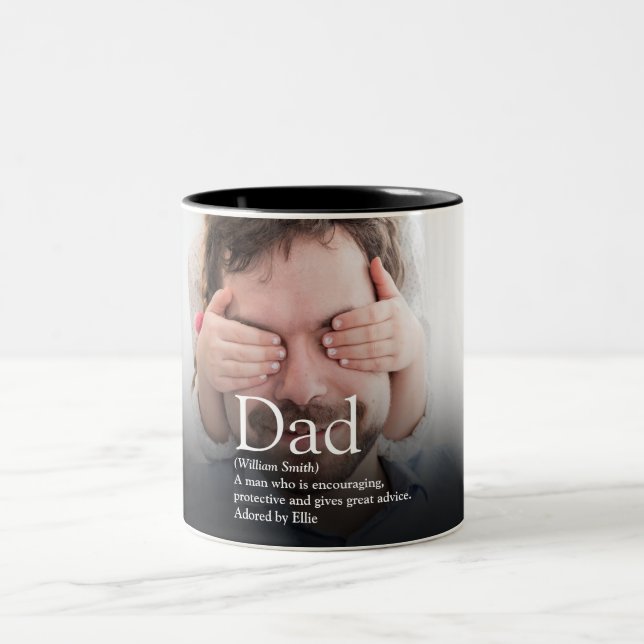 Bester Vater, Papa, Foto der Vater-Definition Zweifarbige Tasse (Mittel)