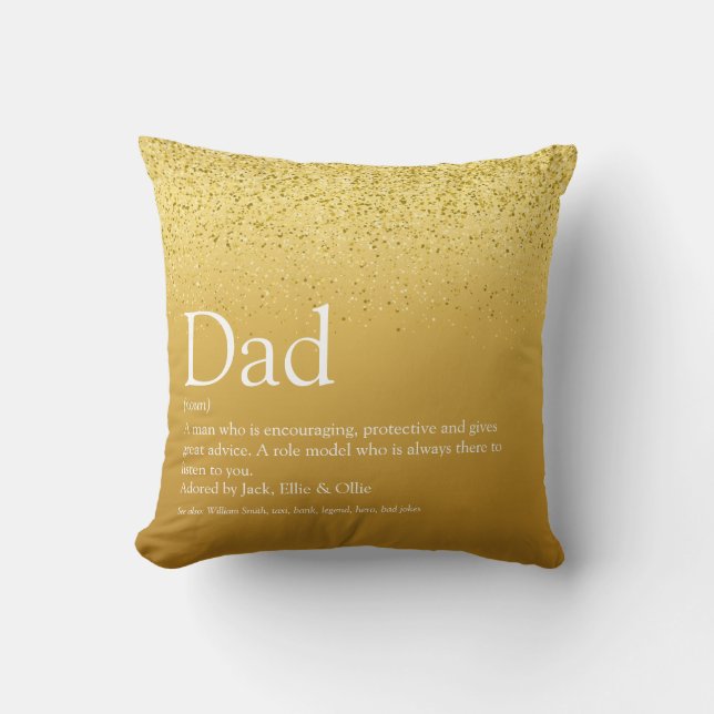 Bester Vater, Papa, Vater Definition Gold Glitzer Kissen (Vorderseite)
