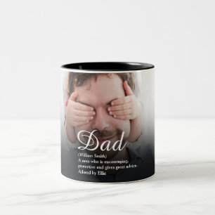 Bester Vater, Papa, Vater-Definition-Script-Foto Zweifarbige Tasse