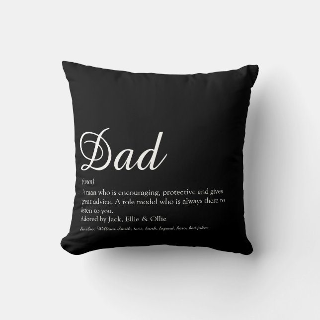 Bester Vater, Papa, Vater-Definition-Script Kissen (Vorderseite)