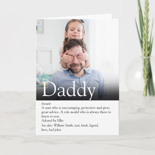 Bester Vater, Papa, Vater je Definition Foto Karte (Vorderseite)