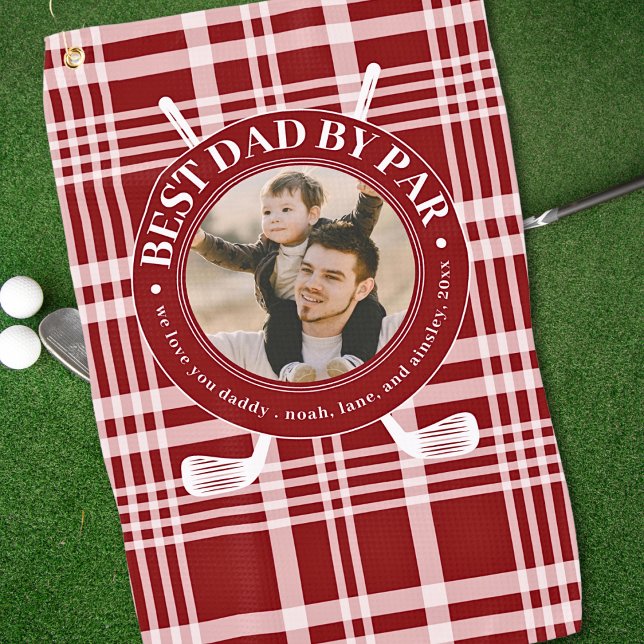 Bester Vater Par Buffalo Kariertes Foto zum Vatert Golfhandtuch (Von Creator hochgeladen)