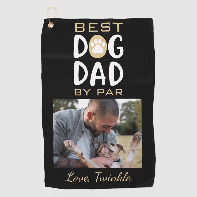 Bester Vater Par Dog Foto Name Golfhandtuch (Vorderseite)