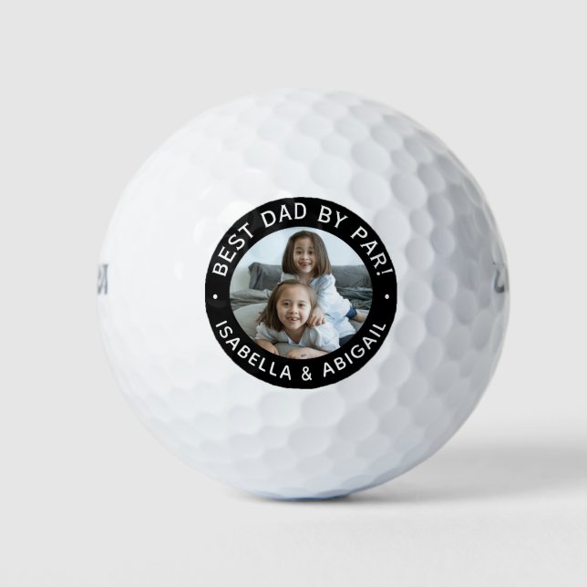 Bester Vater Par Foto Black Golf Balls Golfball (Vorderseite)
