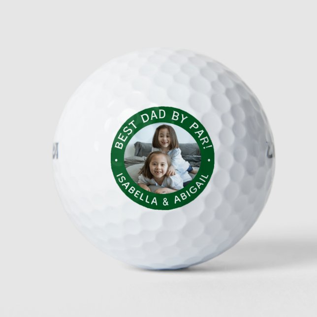 Bester Vater Par Foto Green Golf Balls Golfball (Vorderseite)