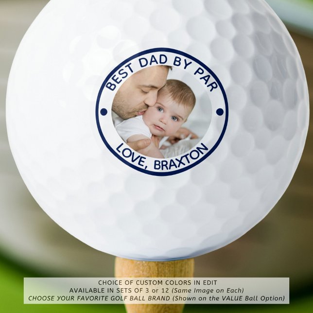 BESTER VATER PAR Foto Personalisiert Blau Golfball (Von Creator hochgeladen)