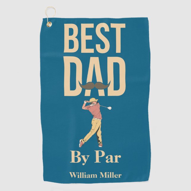 Bester Vater Par Golf Swing Mustache Funny Golfhandtuch (Vorderseite)