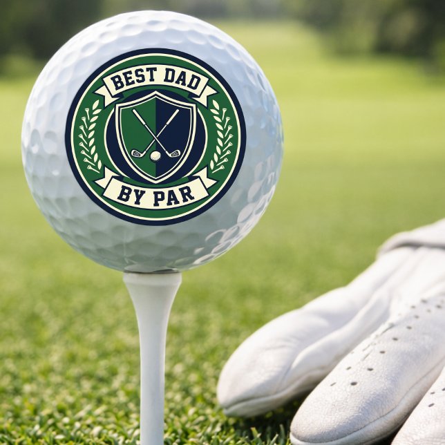 Bester Vater par Golfball Lustiges Golfgeschenk fü (Golfer Gift For Dad - Best Dad By Par. Elegant log style with golf clubs and golf ball. Golfer theme)