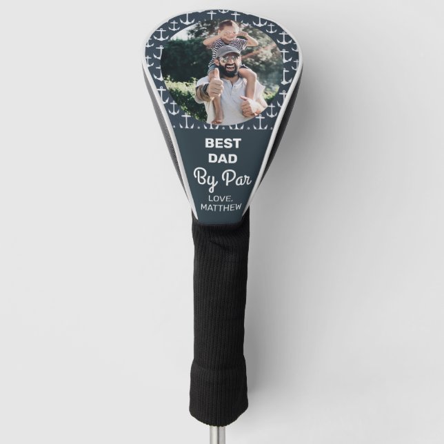Bester Vater Par Nautical Blue Boat Ankerplatz Fun Golf Headcover (Vorderseite)