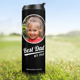 Bester Vater Par Personalized Foto Schwarz Golf Thermosbecher