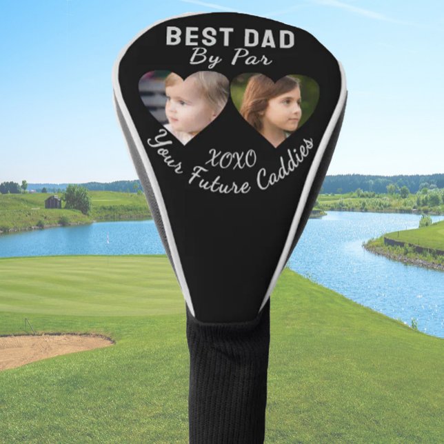 Bester Vater per Par 2 Kinder Fotocollage Golfer G Golf Headcover (Von Creator hochgeladen)