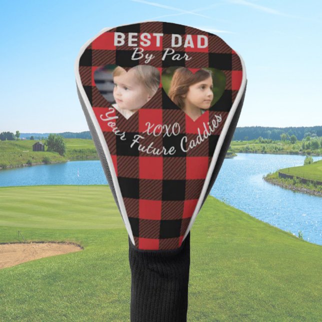 Bester Vater per Par 2 Kinder Fotocollage Golfer G Golf Headcover (Von Creator hochgeladen)
