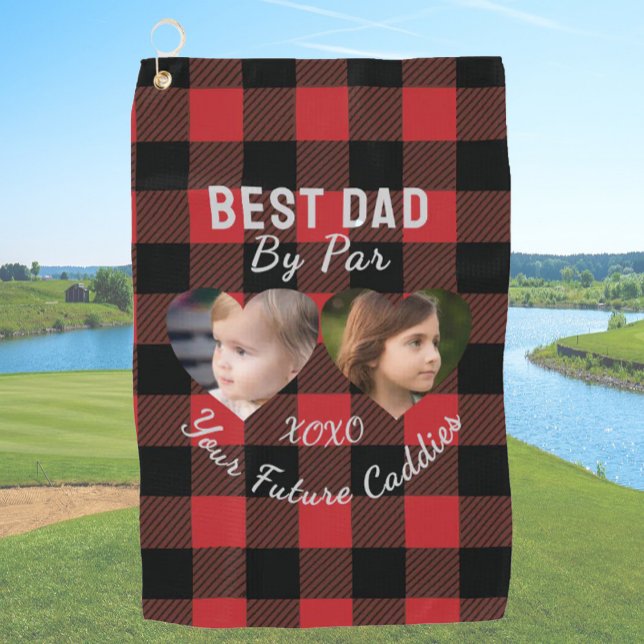 Bester Vater per Par 2 Kinder FotoCollage Personal Golfhandtuch (Von Creator hochgeladen)