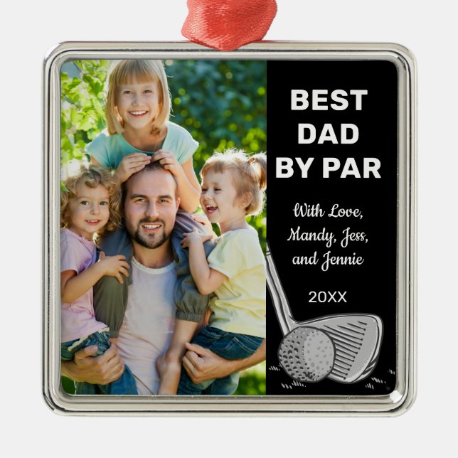 Bester Vater per Par Custom Foto Golf Ornament Aus Metall (Vorne)