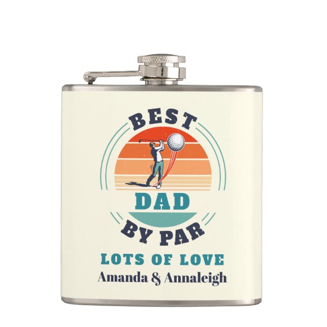 Bester Vater per Par Custom Retro von Daughters Go Flachmann (Vorderseite)