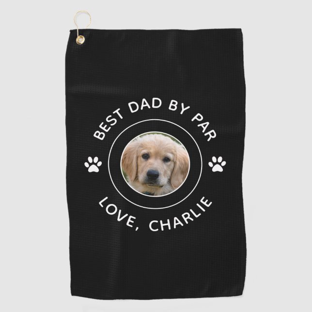 Bester Vater per Par Dog Pfote Foto drucken Text G Golfhandtuch (Vorderseite)