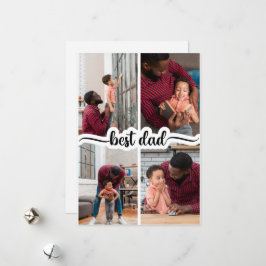 Bester Vater Personalisiert 4 FotoCollage Feiertagskarte