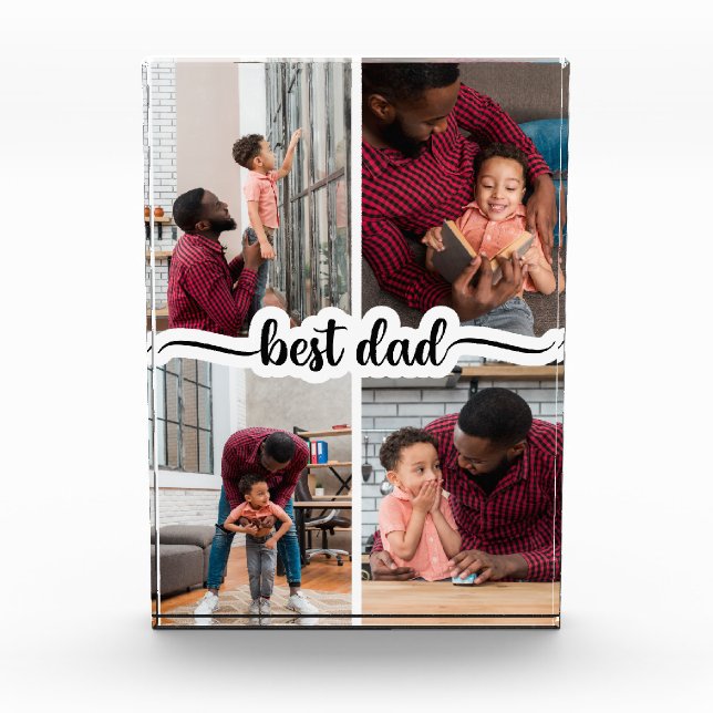 Bester Vater Personalisiert 4 FotoCollage Fotoblock (Vorderseite)