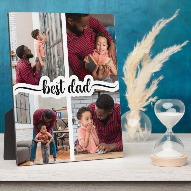 Bester Vater Personalisiert 4 FotoCollage Fotoplatte (Seite)