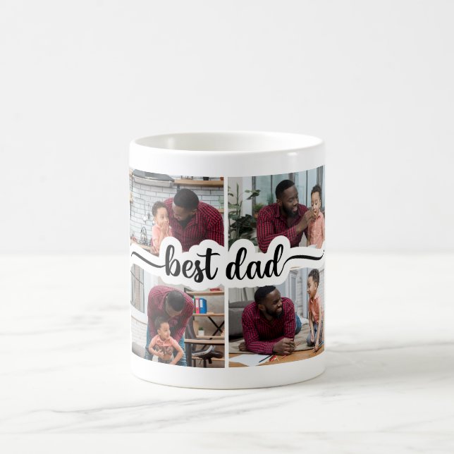 Bester Vater Personalisiert 4 FotoCollage Kaffeetasse (Mittel)
