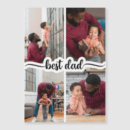 Bester Vater Personalisiert 4 FotoCollage Magnetkarte