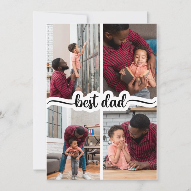 Bester Vater Personalisiert 4 FotoCollage Mitteilungskarte (Vorderseite)